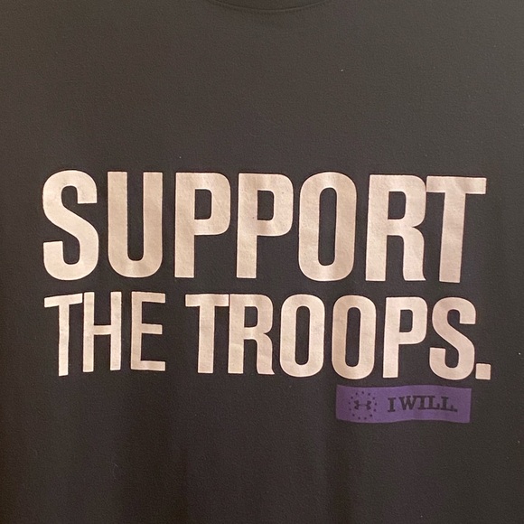 Under Armour UA "Support The Troops - I Will" Black Tee Shirt T-Shirt Sz XL EUC - Picture 3 of 7